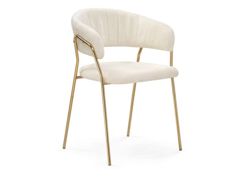 Стул на металлокаркасе Kamelia 1 white fabric / gold (60x52x79). 
